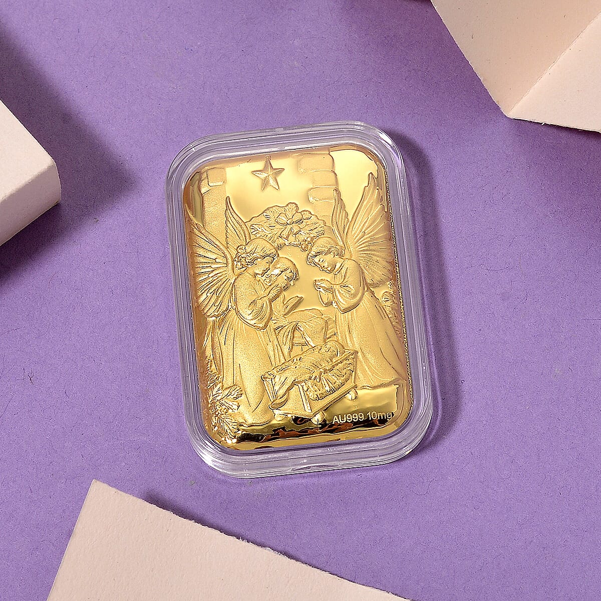 24K Golden Birth of Jesus Christan Emboss Sheet (31x45.5mm) 10mg image number 1