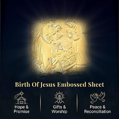 24K Golden Birth of Jesus Christan Emboss Sheet (31x45.5mm) 10mg - Product card gallery slide 3 (10178480046393)