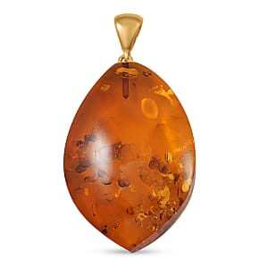 Baltic Amber Pendant without Chain in 14K YG Over Sterling Silver