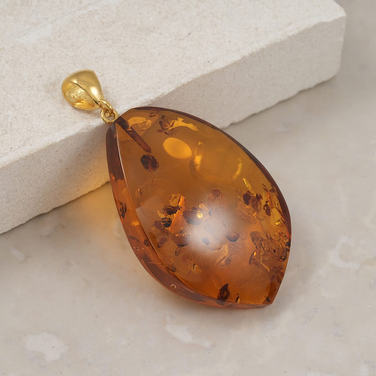 Baltic Amber Pendant without Chain in 14K YG Over Sterling Silver image number 1