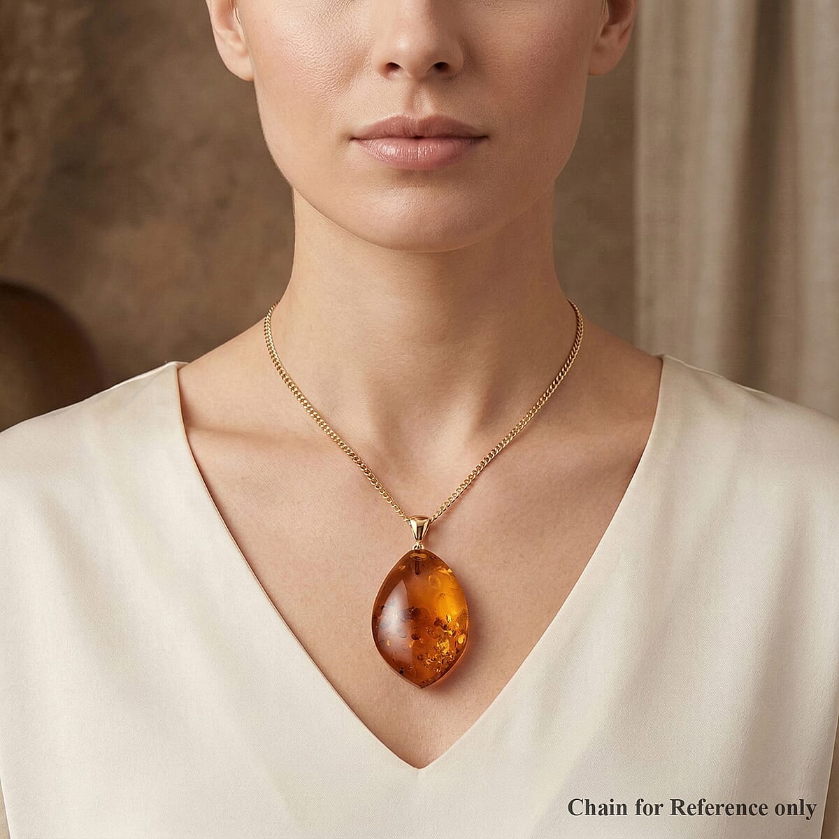 Baltic Amber Pendant without Chain in 14K YG Over Sterling Silver image number 2