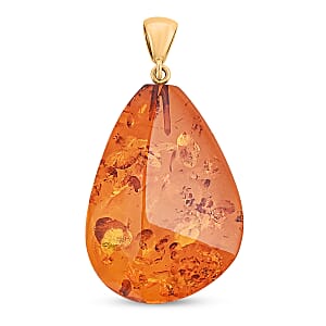 Baltic Amber Pendant without Chain in 14K YG Over Sterling Silver