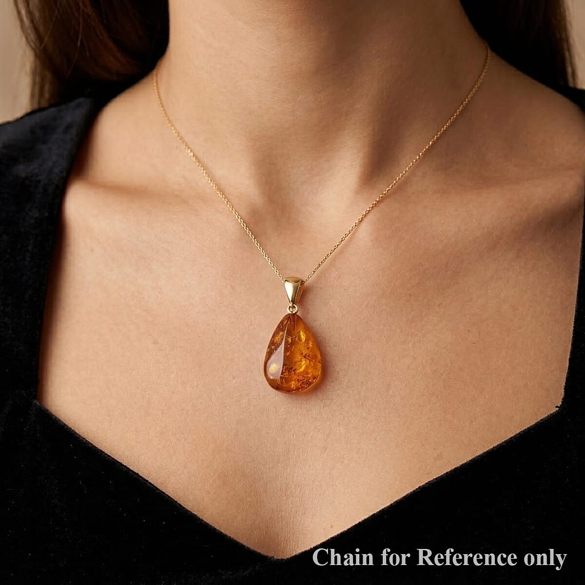 Baltic Amber Pendant without Chain in 14K YG Over Sterling Silver image number 1