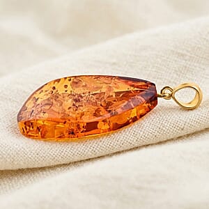 Baltic Amber Pendant without Chain in 14K YG Over Sterling Silver