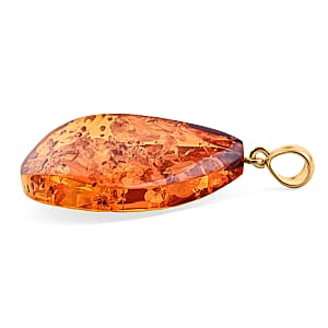 Baltic Amber Pendant without Chain in 14K YG Over Sterling Silver