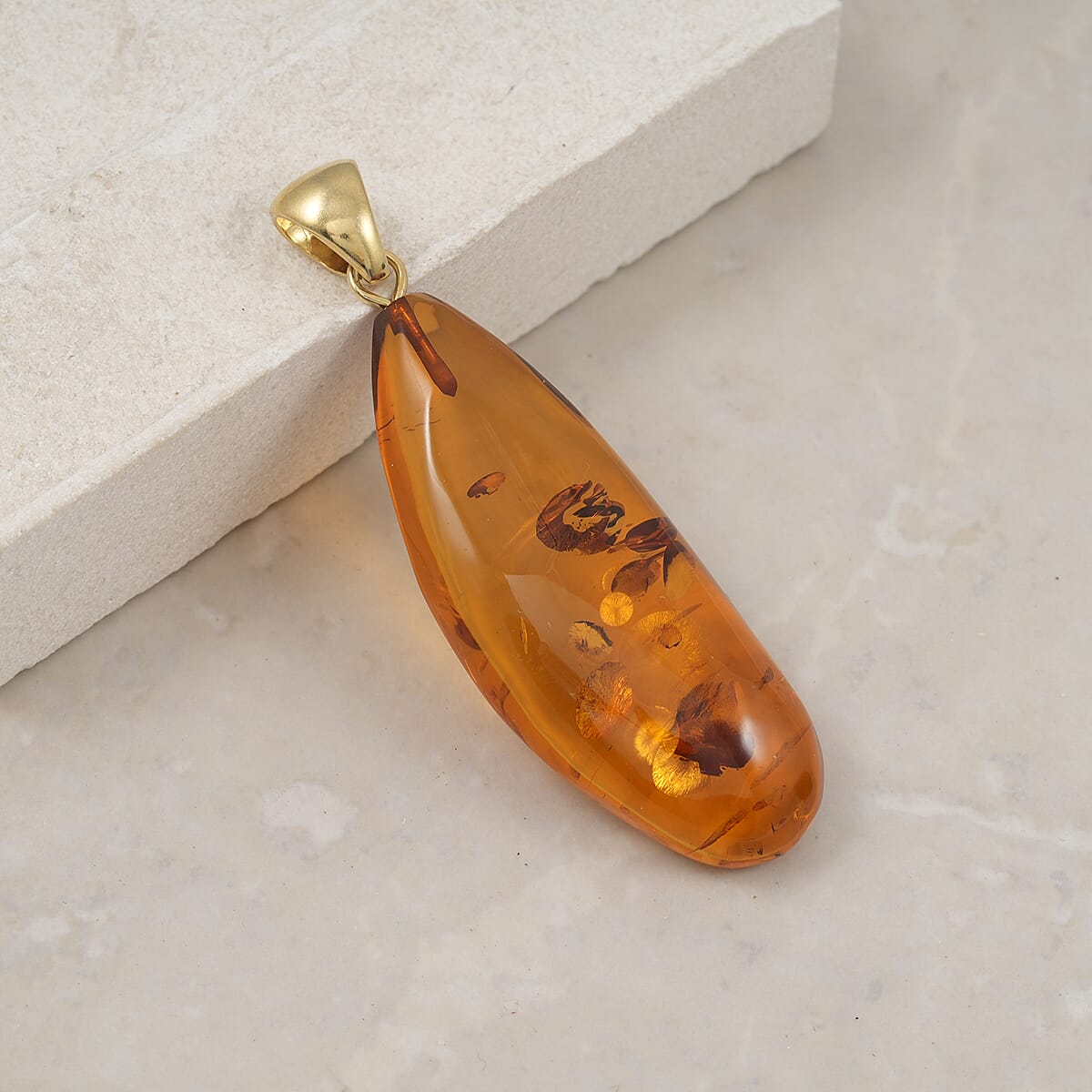 Baltic Amber Pendant without Chain in 14K YG Over Sterling Silver image number 1