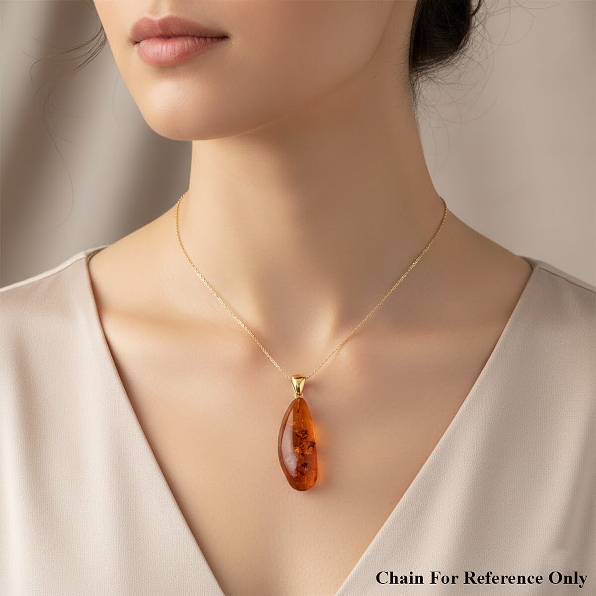 Baltic Amber Pendant without Chain in 14K YG Over Sterling Silver image number 2