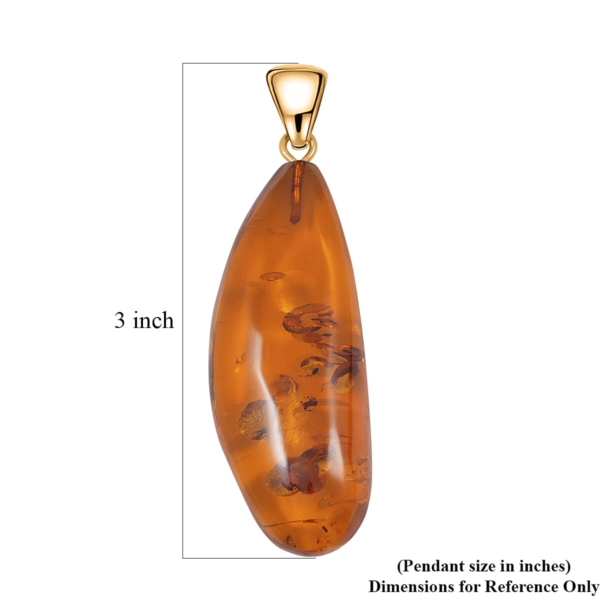 Baltic Amber Pendant without Chain in 14K YG Over Sterling Silver image number 4