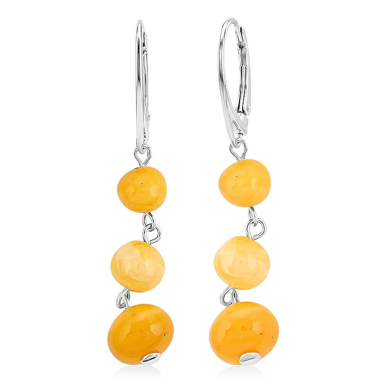 Butterscotch Amber Bead Earrings in Sterling Silver
