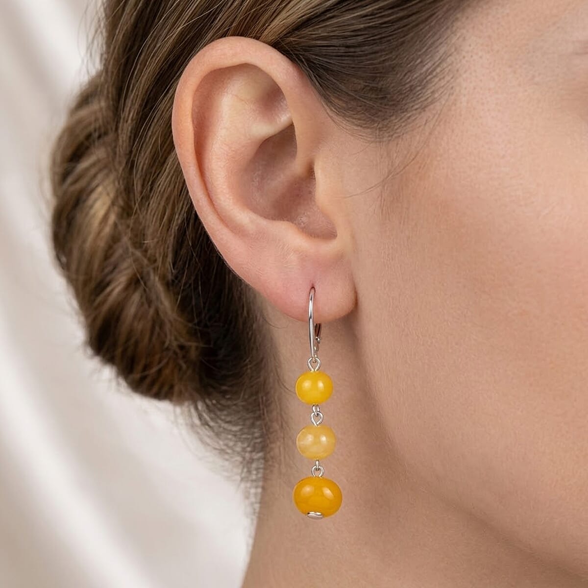 Butterscotch Amber Earrings in Sterling Silver image number 2