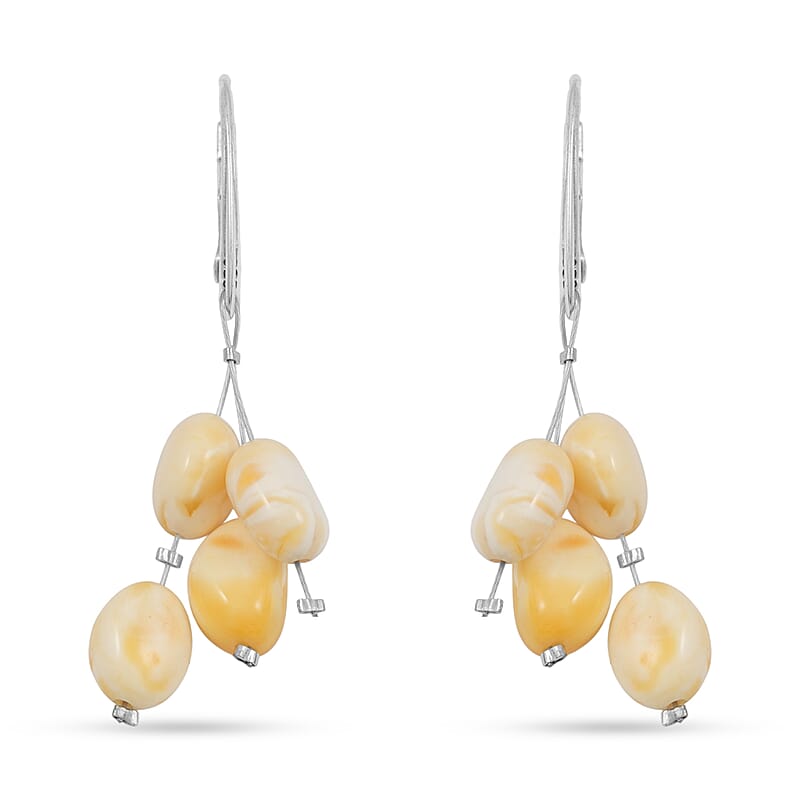 Butterscotch Amber Four Bead Earrings in Sterling Silver