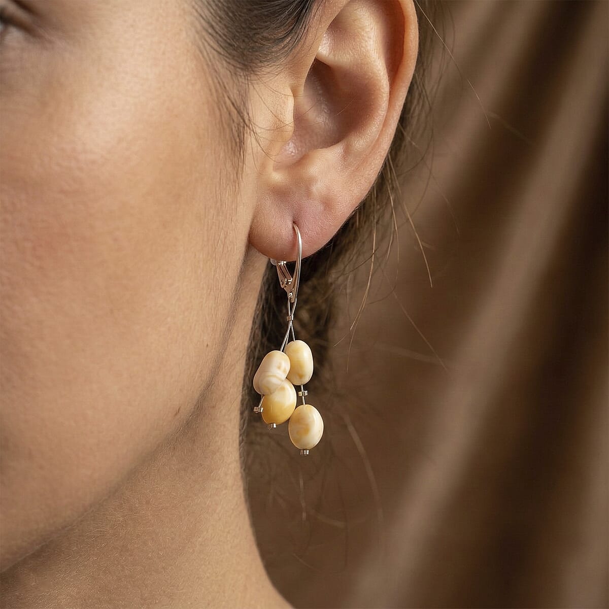 Butterscotch Amber Earrings in Sterling Silver image number 2