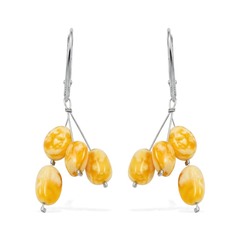 Butterscotch Amber Earrings in Sterling Silver