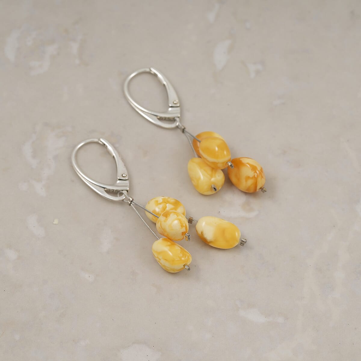 Butterscotch Amber Earrings in Sterling Silver image number 1