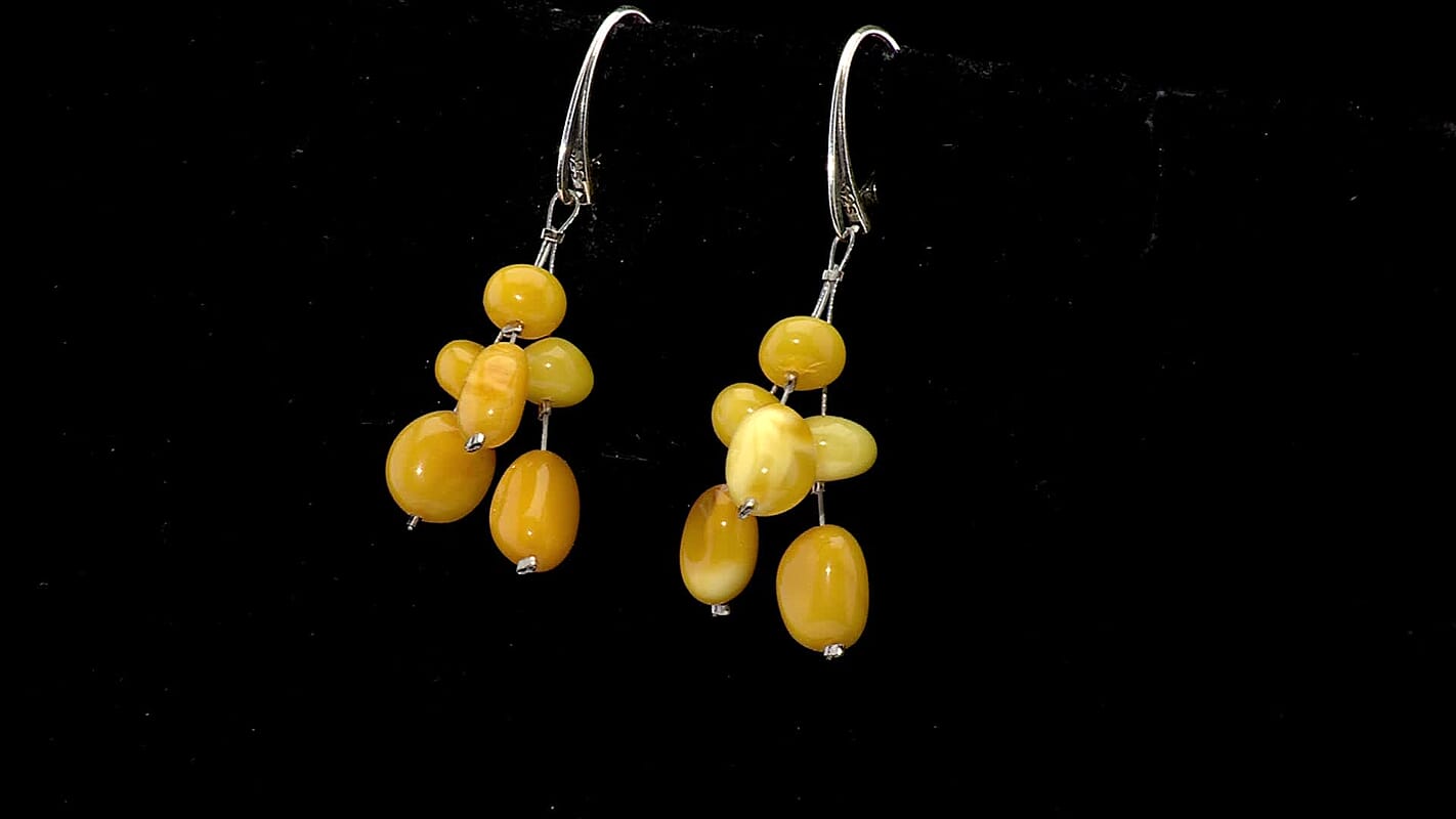 Butterscotch Amber Earrings in Sterling Silver