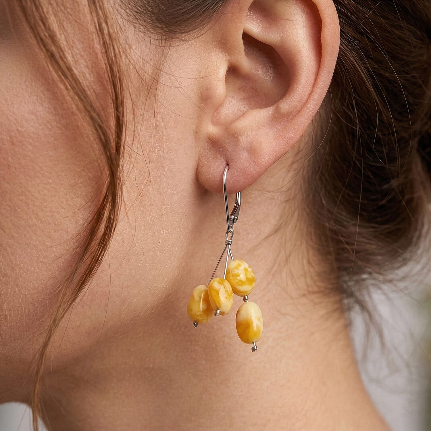 Butterscotch Amber Earrings in Sterling Silver