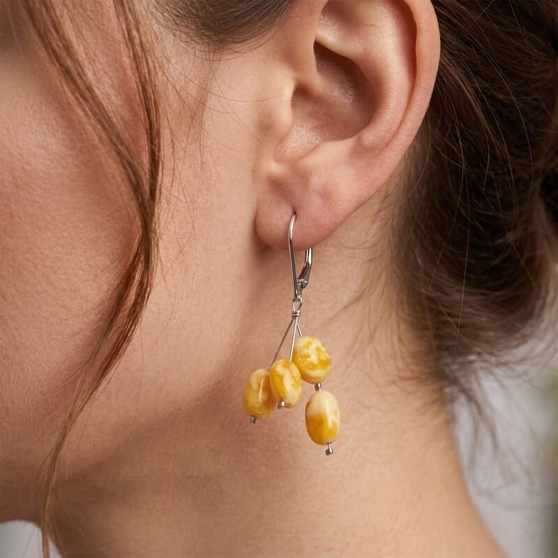 Butterscotch Amber Earrings in Sterling Silver