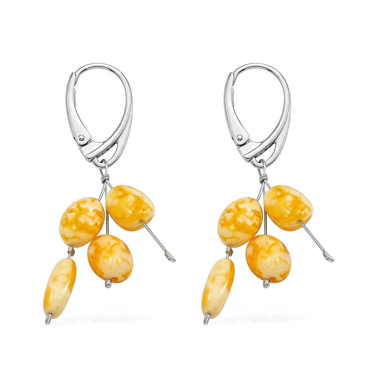 Butterscotch Amber Earrings in Sterling Silver image number 3