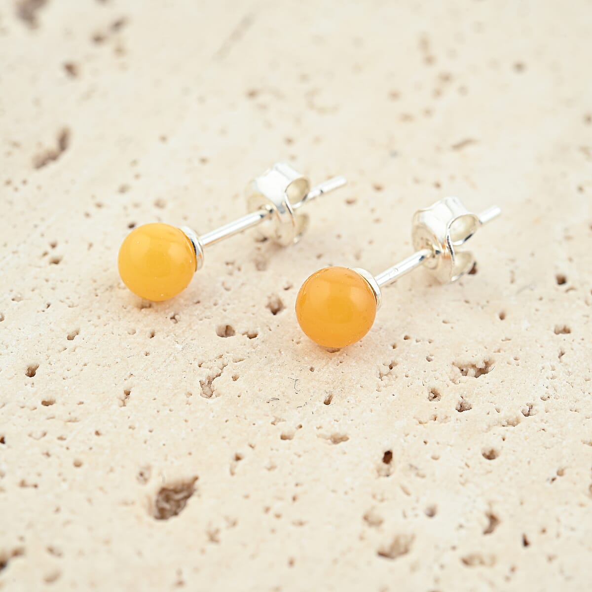 Butterscotch Amber Earrings in Sterling Silver image number 1