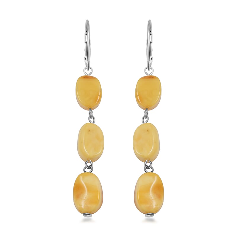 Butterscotch Amber Earrings in Silver