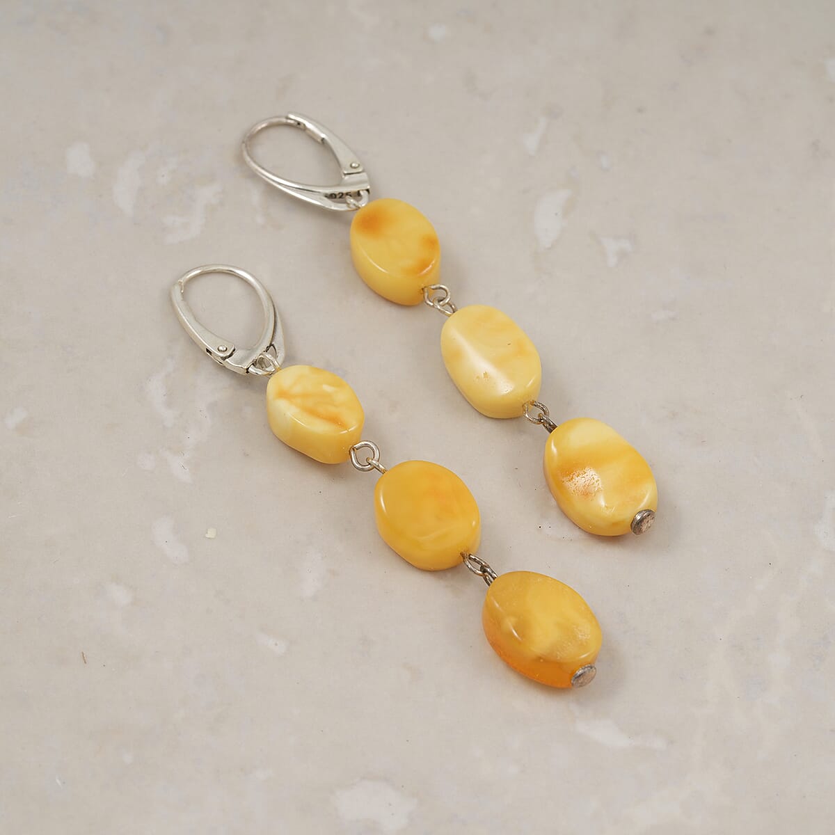 Butterscotch Amber Earrings in Sterling Silver image number 1