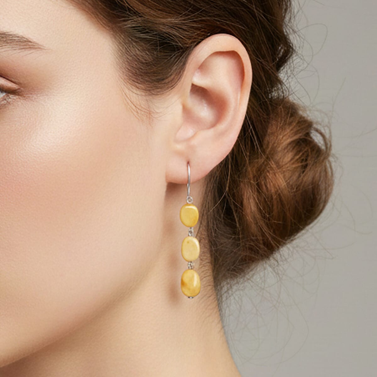 Butterscotch Amber Earrings in Sterling Silver image number 2