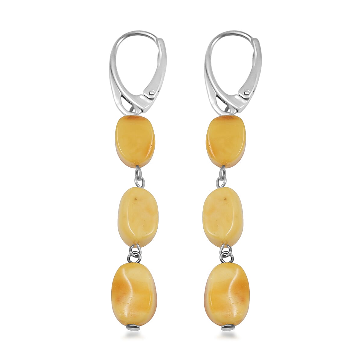 Butterscotch Amber Earrings in Sterling Silver image number 3