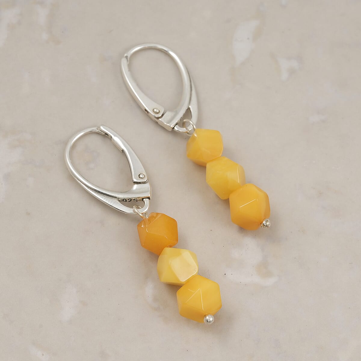 Butterscotch Amber Earrings in Sterling Silver image number 1