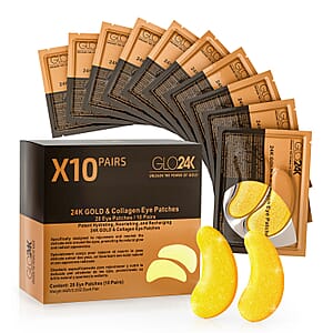 GLO24K 24k Gold & Collagen Eye Patches (20 Patches/10 Pairs) FREE GIFT