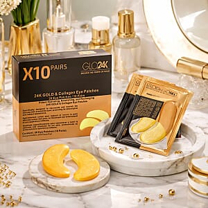 GLO24K 24k Gold & Collagen Eye Patches (20 Patches/10 Pairs) FREE GIFT