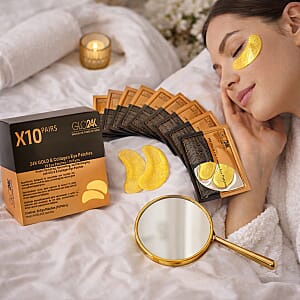 GLO24K 24k Gold & Collagen Eye Patches (20 Patches/10 Pairs) FREE GIFT