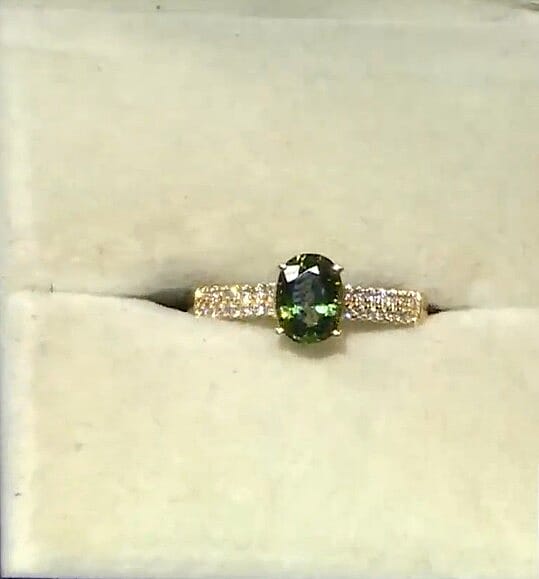 Luxoro AAA Milanoa Green Sapphire, Diamond I2 Ring in 14K Yellow Gold 1.40 ctw (Size  10.0)