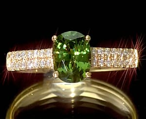 Luxoro AAA Milanoa Green Sapphire and Diamond I2 1.40 ctw Ring in 14K Yellow Gold (Size 7.0)