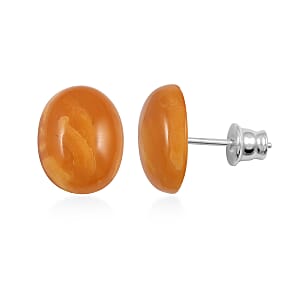 Butterscotch Amber Stud Earrings in Sterling Silver