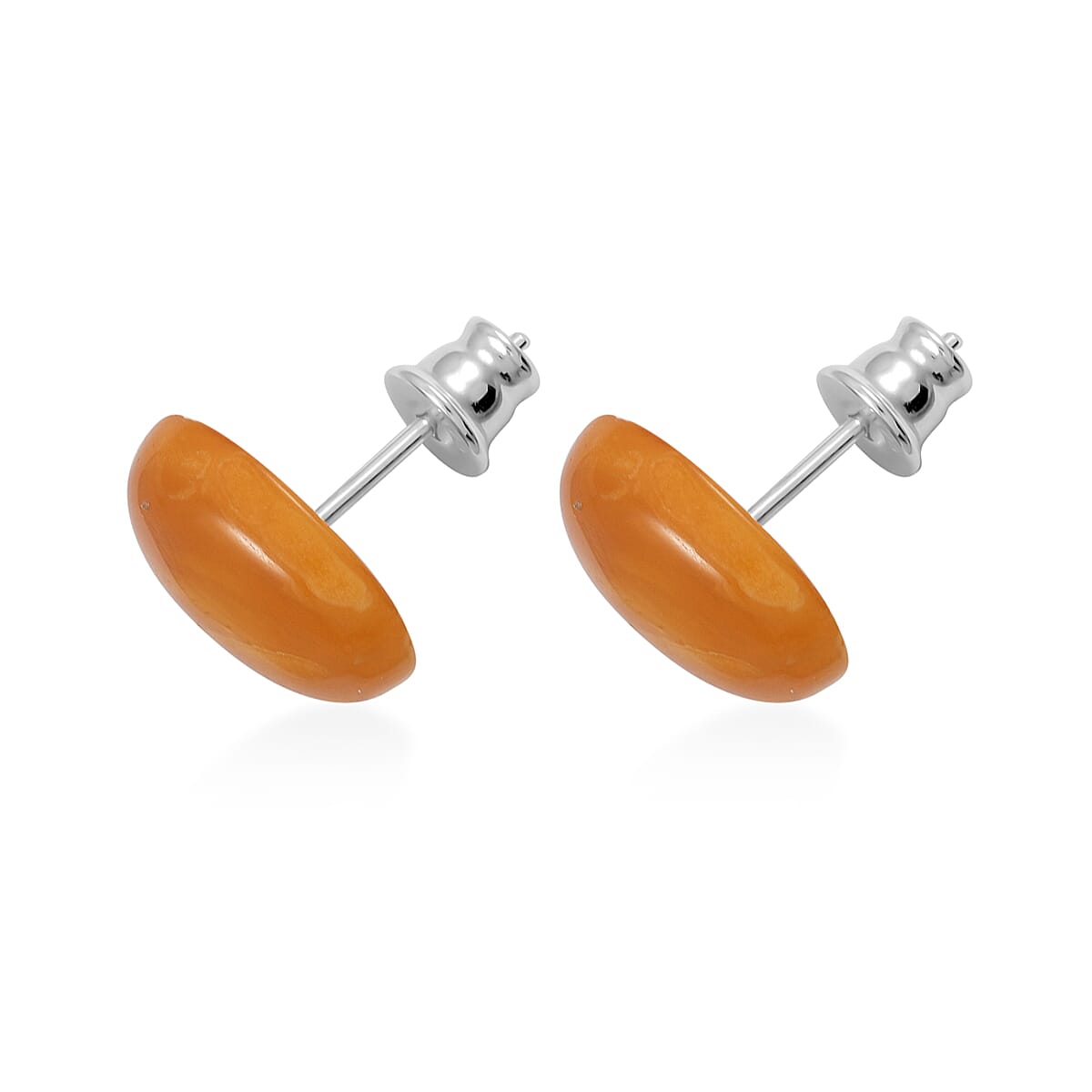 Butterscotch Amber Stud Earrings in Sterling Silver image number 3