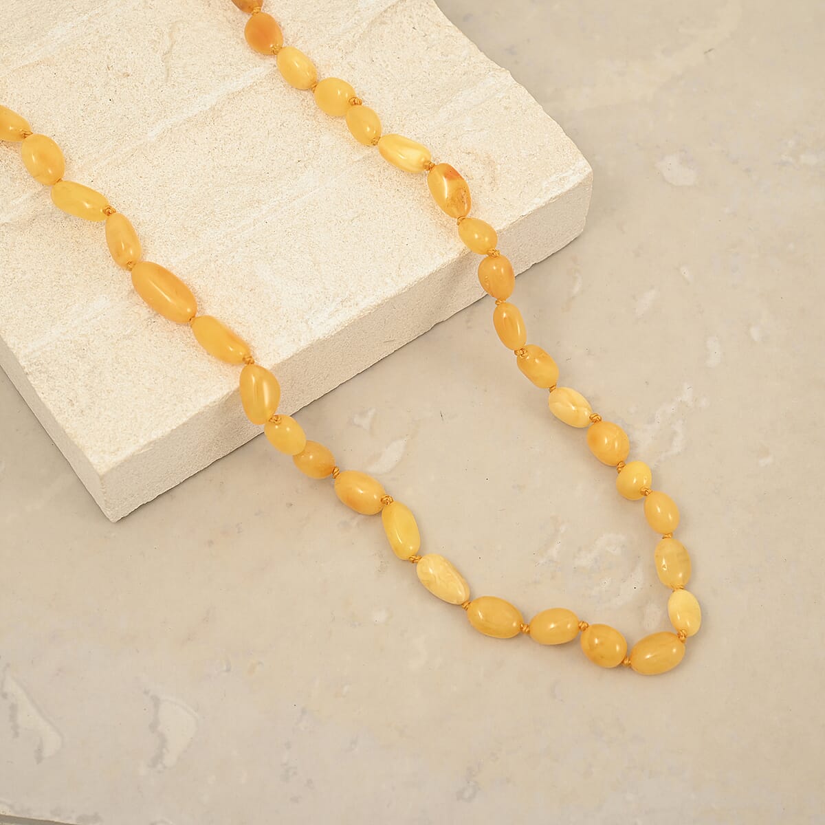 Butterscotch Amber Beaded Necklace (36 Inches) image number 1