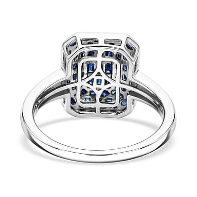 D'Joy Natural Blue Diamond 0.50 ctw Cluster Halo Ring in Rhodium Over Sterling Silver (Size  10.0)