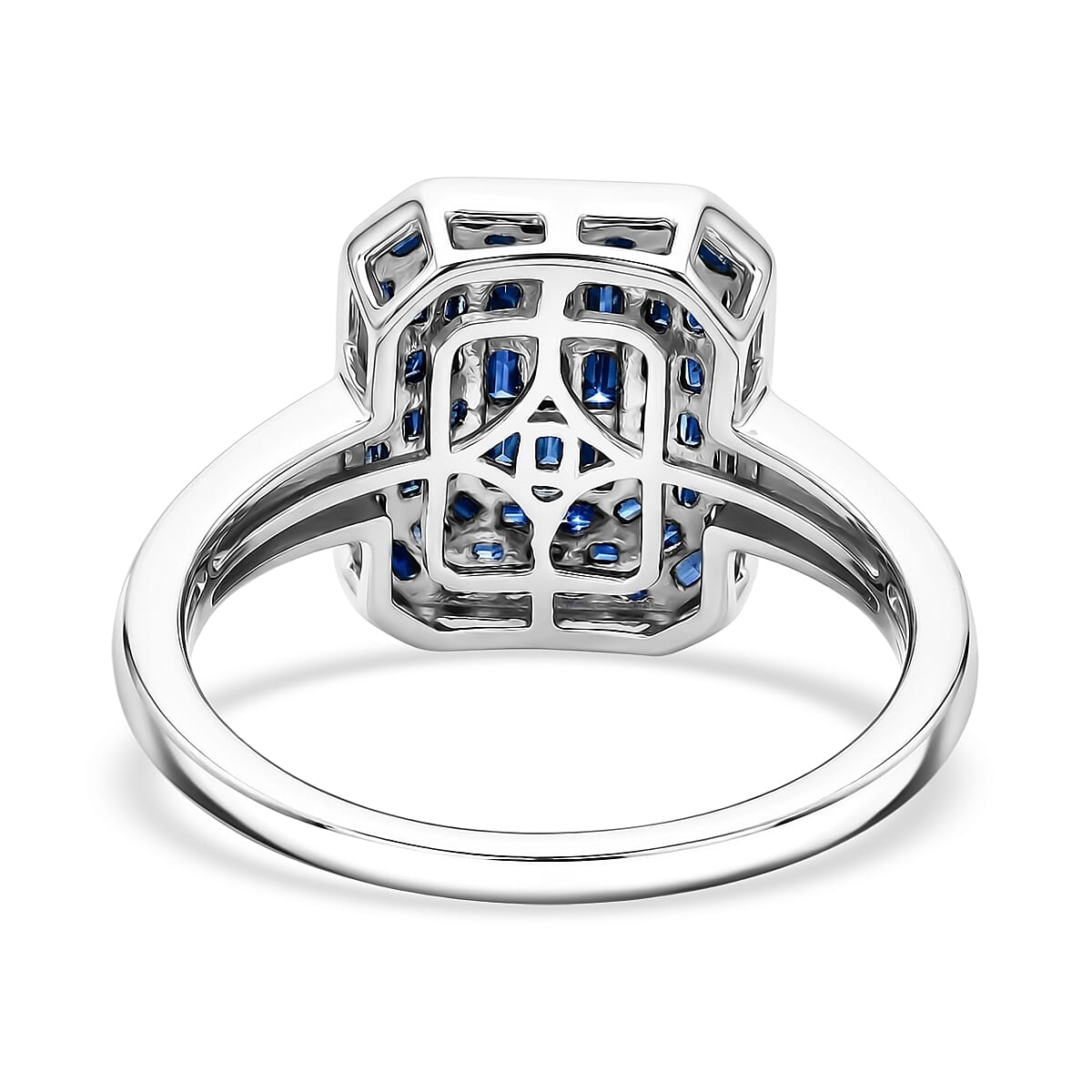 D'Joy Natural Blue Diamond 0.50 ctw Cluster Halo Ring in Rhodium Over Sterling Silver (Size 6.0) image number 4