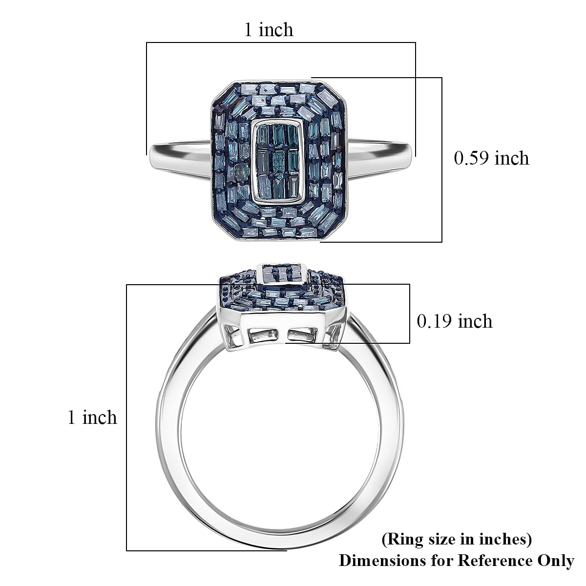 D'Joy Natural Blue Diamond 0.50 ctw Cluster Halo Ring in Rhodium Over Sterling Silver (Size 6.0) image number 5
