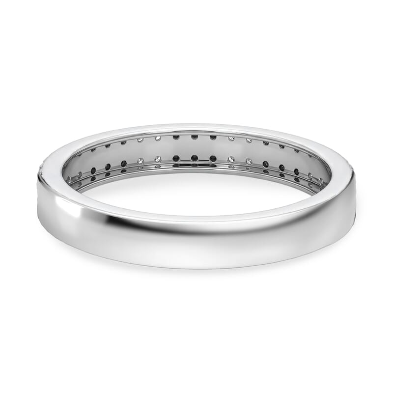 D'Joy Natural Black and White Diamond 0.25 ctw Band Ring in Rhodium Over Sterling Silver (Size  10.0)
