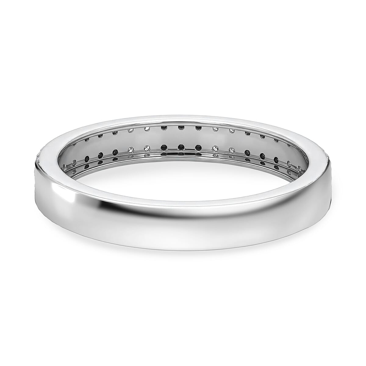 D'Joy Natural Black and White Diamond 0.25 ctw Band Ring in Rhodium Over Sterling Silver (Size 5.0) image number 4