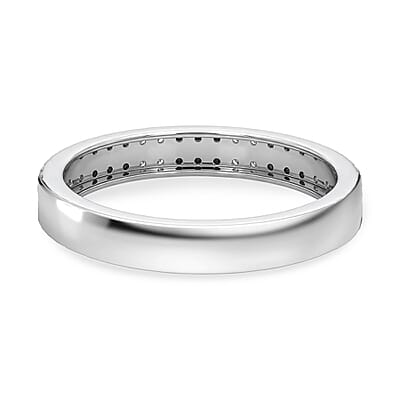 D'Joy Natural Black and White Diamond 0.25 ctw Band Ring in Rhodium Over Sterling Silver (Size  5.0)