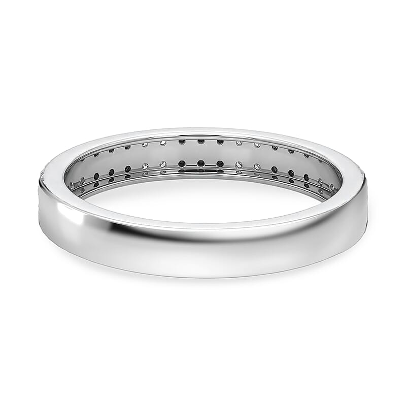 D'Joy Natural Black and White Diamond 0.25 ctw Band Ring in Rhodium Over Sterling Silver (Size 6.0)