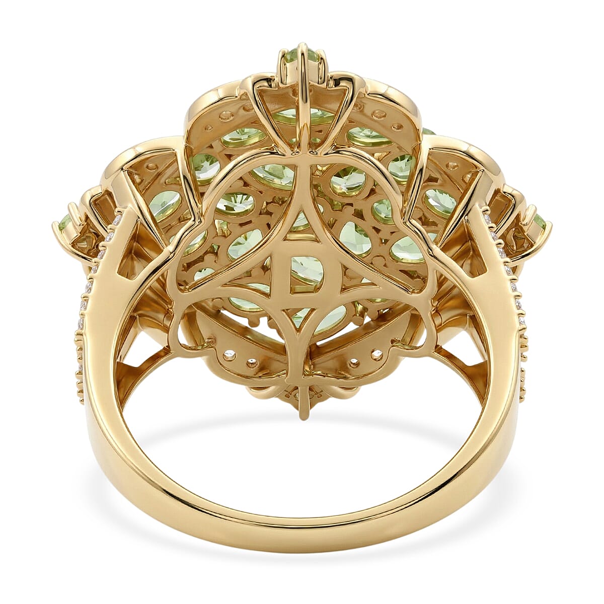 D'Joy Tsavorite Garnet and White Zircon 5.00 ctw Royal Color Cluster Ring in 18K Vermeil Yellow Gold Over Sterling Silver (Size 6.0)