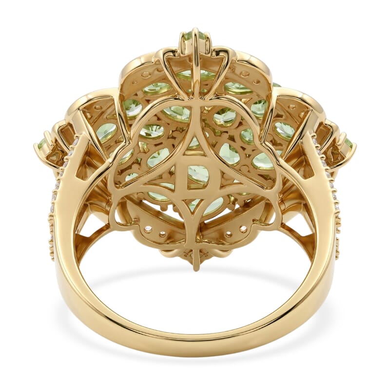 D'Joy Tsavorite Garnet and White Zircon 5.00 ctw Royal Color Cluster Ring in 18K Vermeil Yellow Gold Over Sterling Silver (Size 6.0)