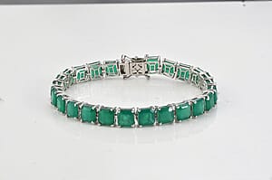 EverTrue Asscher Cut Verde Onyx 21.40 ctw Garden Path Bracelet in Platinum Bond (6.50 In)