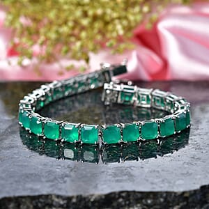 EverTrue Asscher Cut Verde Onyx 21.40 ctw Garden Path Bracelet in Platinum Bond (6.50 In)
