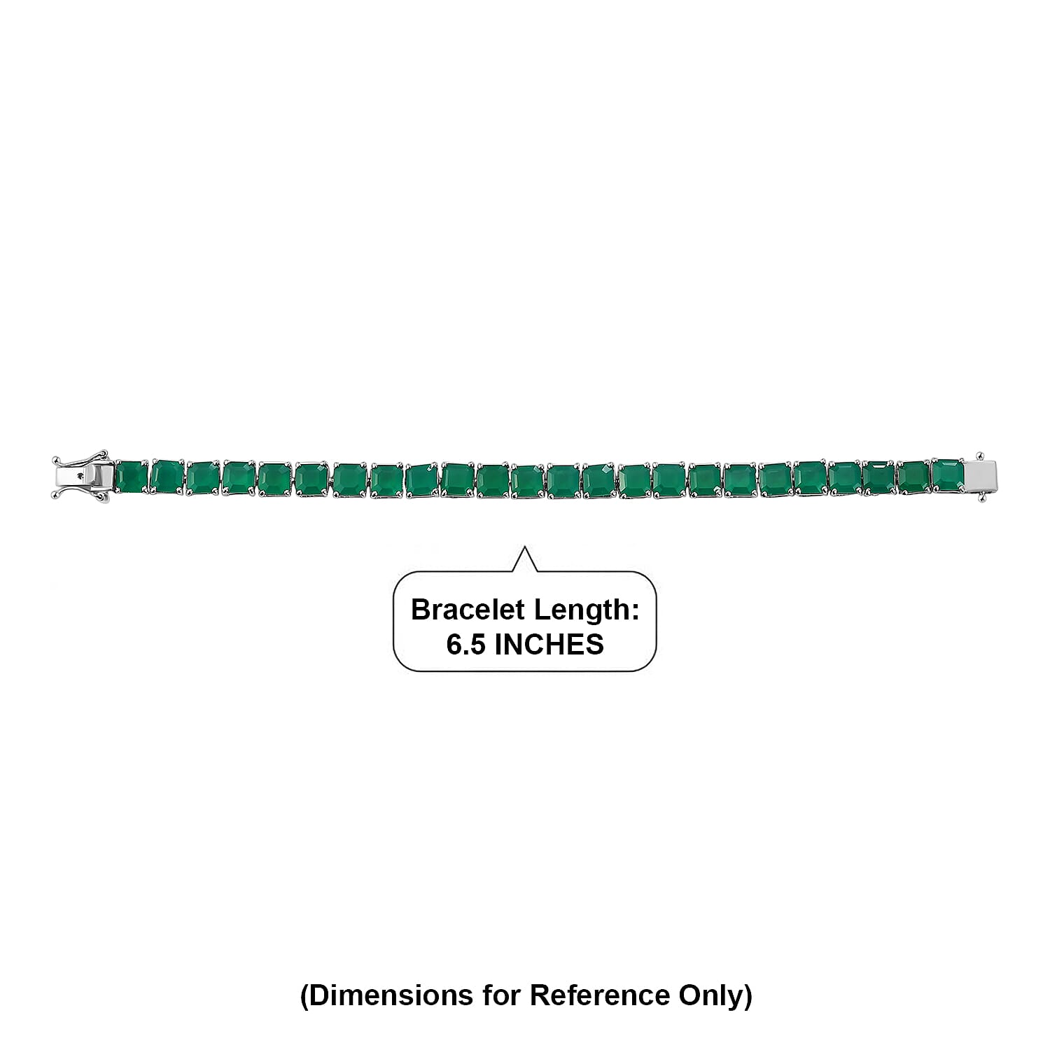 EverTrue Asscher Cut Verde Onyx 22.35 ctw Garden Path Bracelet in Platinum Bond (6.50 In)