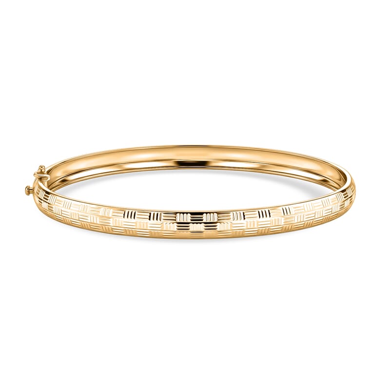 Luxoro Texture Bangle Bracelet in 10K Yellow Gold (7.25 In) 3.75 Grams