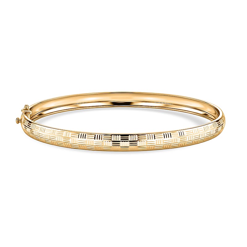 Luxoro Texture Bangle Bracelet in 10K Yellow Gold (7.25 In) 3.75 Grams